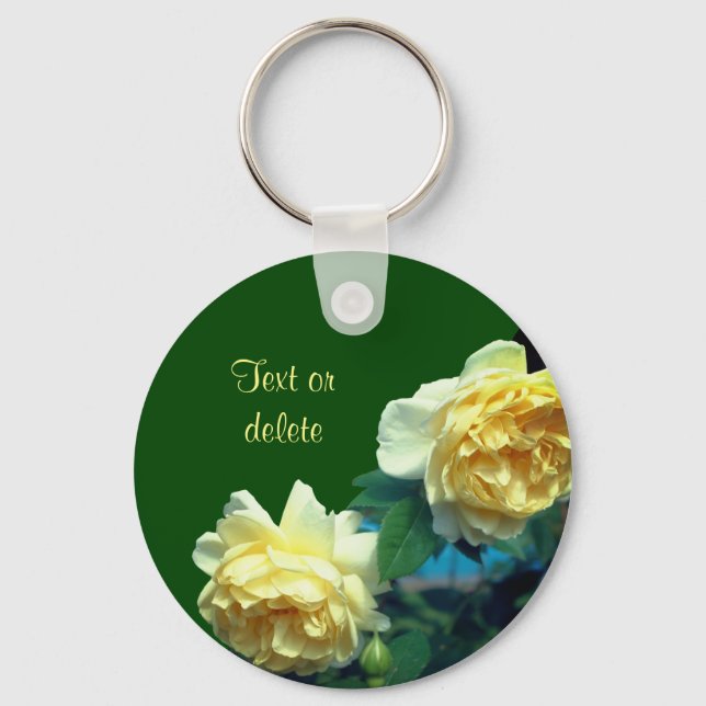 Yellow Roses Flower Personalized Keychain (Front)