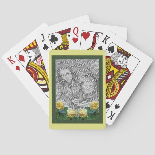 Yellow Roses Flowers Frame Photo Template  Playing Cards (Back)
