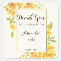 Yellow roses golden frame Haldi personalized favou
