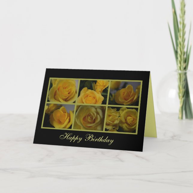 Yellow Roses Happy Birthday Card (Front)