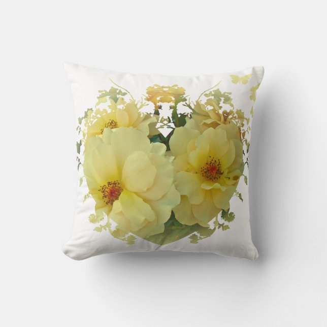 Yellow Roses Heart Pillow (Front)