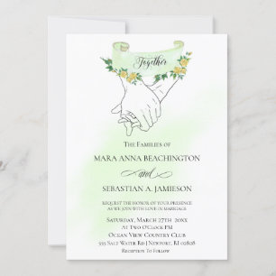 *~* Yellow Roses Holding Hands Modern Romantic Invitation
