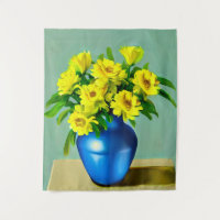 Yellow Roses in a Blue Vase Boho Art