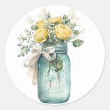 Yellow Roses in a Jar Stickers