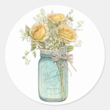 Yellow Roses in a Jar Stickers