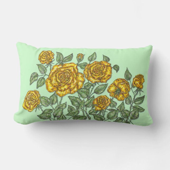 Yellow Roses Lumbar Pillow (Front)