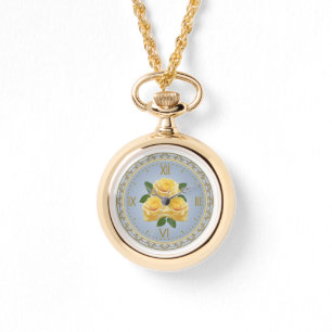 Yellow Roses Necklace Watch