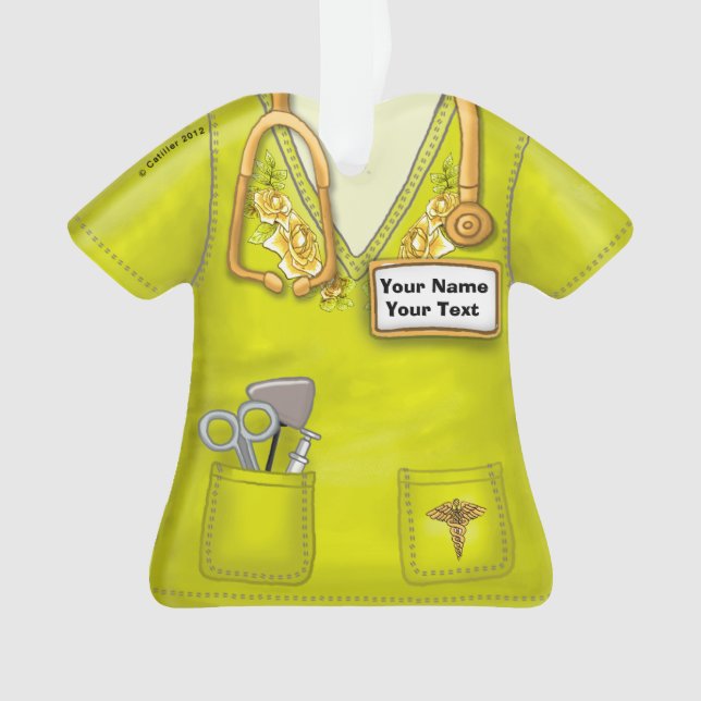 Yellow Roses Nurse medical scrubs ornament (Front)