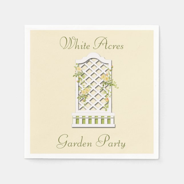 Yellow Roses on a Garden Trellis Paper Napkin (Front)
