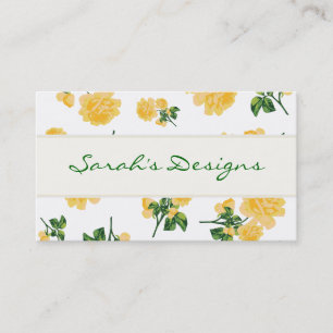 Yellow Roses on pretty white Floral Business Cards