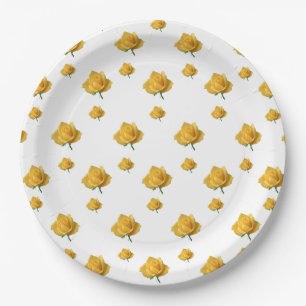 Yellow Roses Paper Plate