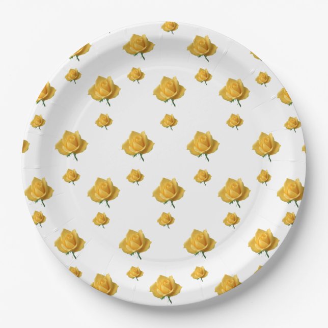 Yellow Roses Paper Plate (Front)