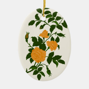 Yellow Roses, Personalized Back Ceramic Ornament