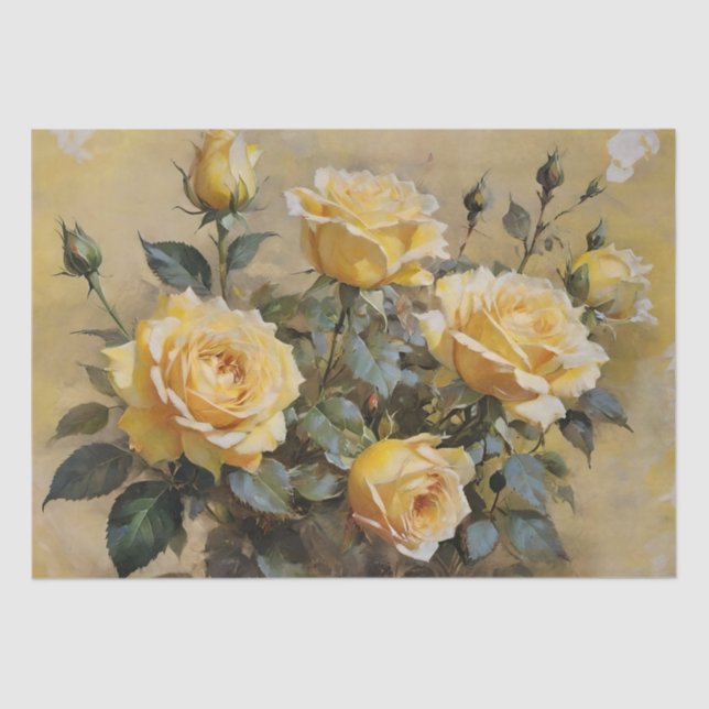 Yellow Roses Print Decoupage / Tissue Paper (Front)