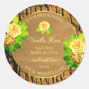 Yellow Roses Product Labels Wood Grain Tree Bark