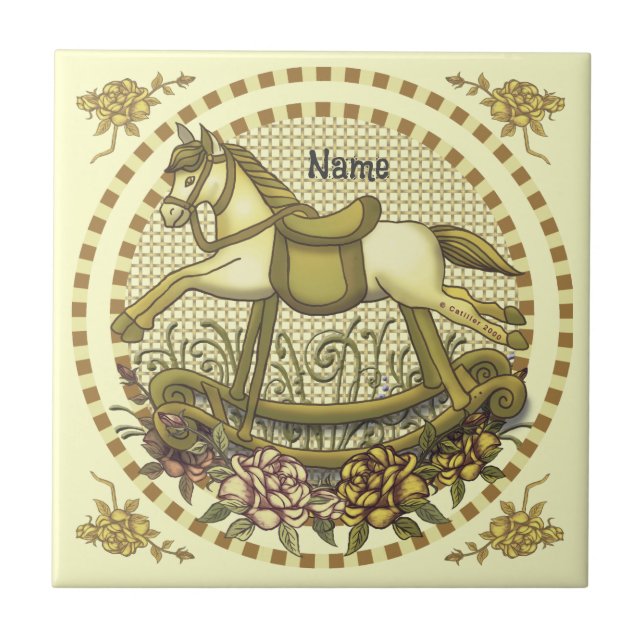 Yellow Roses Rocking Horse tile  (Front)