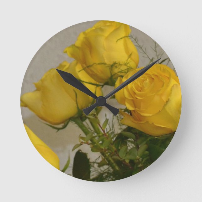 Yellow Roses Round Clock (Front)
