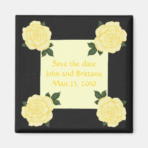 Yellow roses, Save the date wedding magnets