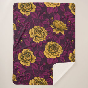 Yellow roses sherpa blanket