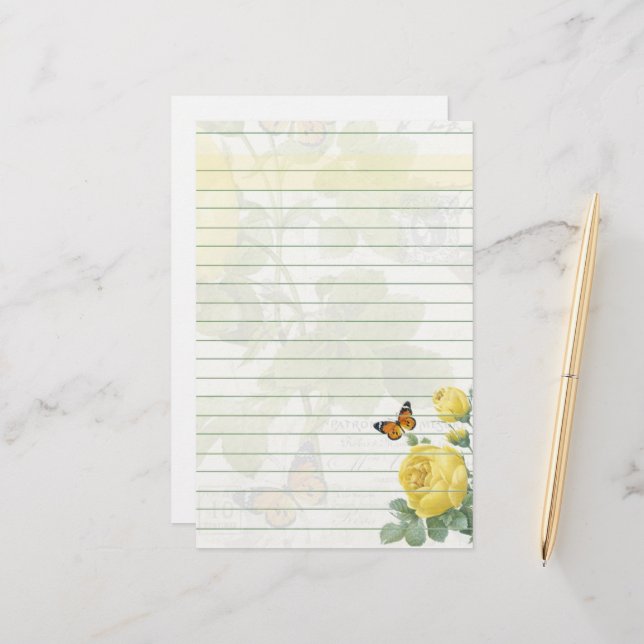 Yellow roses stationery (Front/Back In Situ)