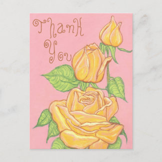 Yellow Roses Thank You Postcard 2