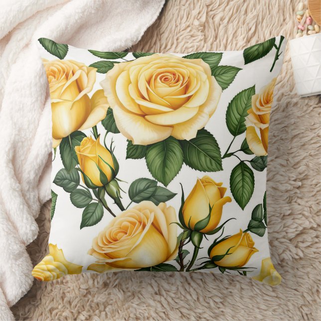 Yellow Roses Throw Pillow (Blanket)