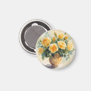 Yellow Roses Vase Magnet