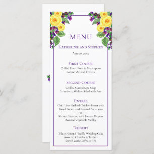 Yellow Roses   Violets Boho Floral Wedding Menu