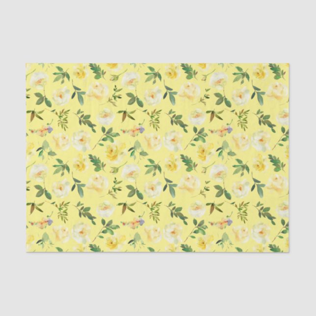 Yellow Roses Watercolor Decoupage Tissue Paper (Front)