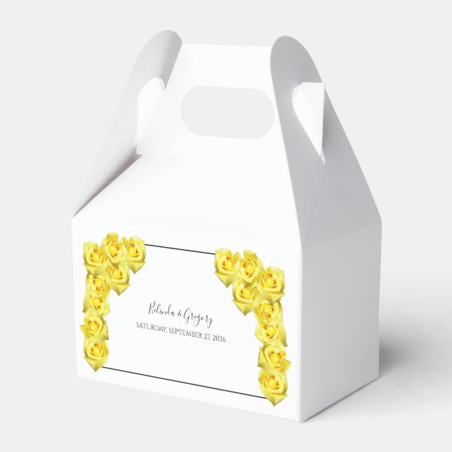Yellow Roses Wedding Favor Box (Front Side)