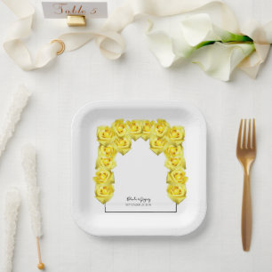 Yellow Roses Wedding   Paper Plate