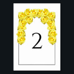 Yellow Roses Wedding Table Number Card<br><div class="desc">This design features rustic yellow roses. The yellow roses are complimented by an elegant black lined border. The yellow tones of the rose flowers create a rustic floral country garden feel. Elegant wedding table number card design with modern elements. Matching wedding invitations and other stationery items are also available. Customize...</div>