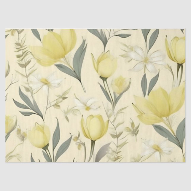 Yellow Roses Wedding Tissue Paper (Front)