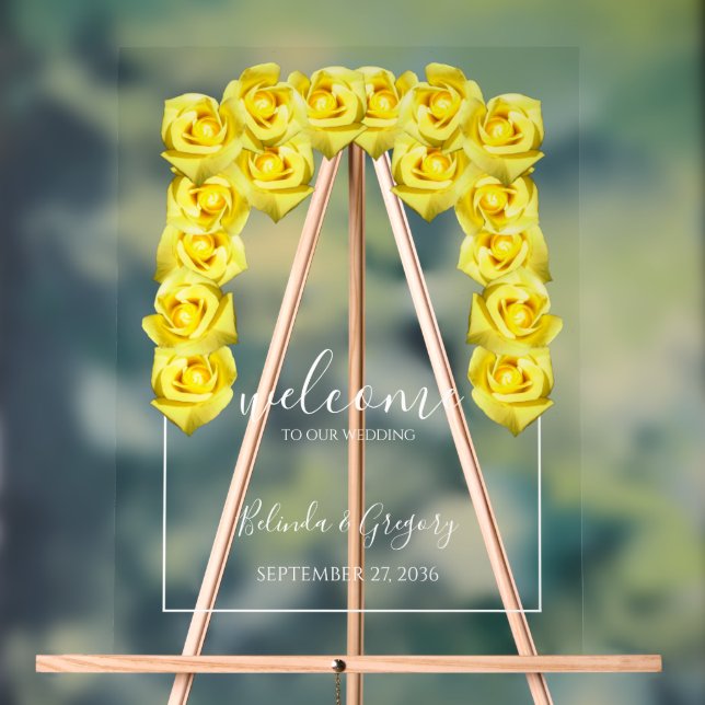 Yellow Roses Wedding Welcome Sign (Neutral)