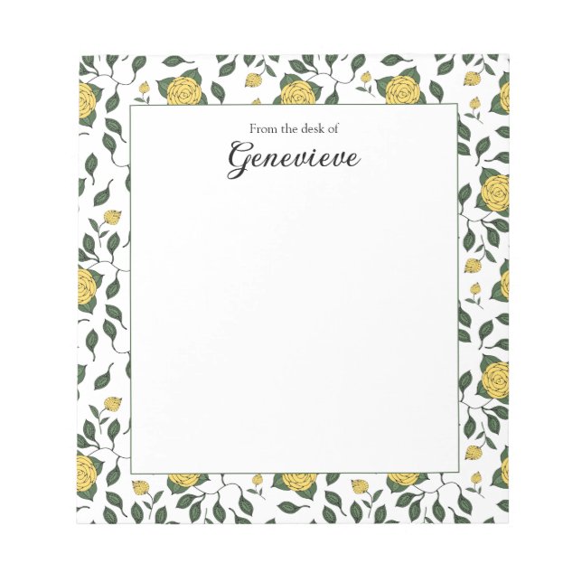 Yellow Roses with Green Leaves Personalized  Notepad (Front)