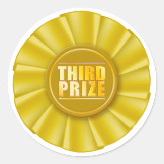 yellow rosette third prize sticker