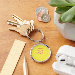 Yellow Round  Floral Keychain