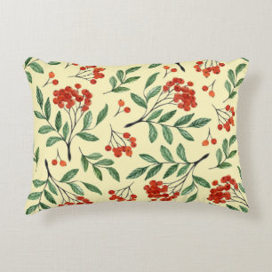 Yellow Rowan Watercolor Seamless Pattern Accent Pillow