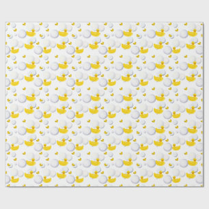 Yellow Rubber Duck and Bubbles Wrapping Paper