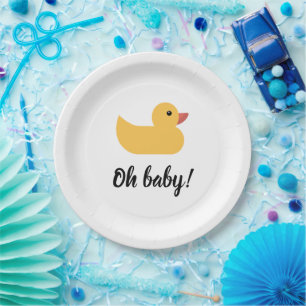 Yellow Rubber Duck Bath Ducky Oh Baby Shower Paper Plate