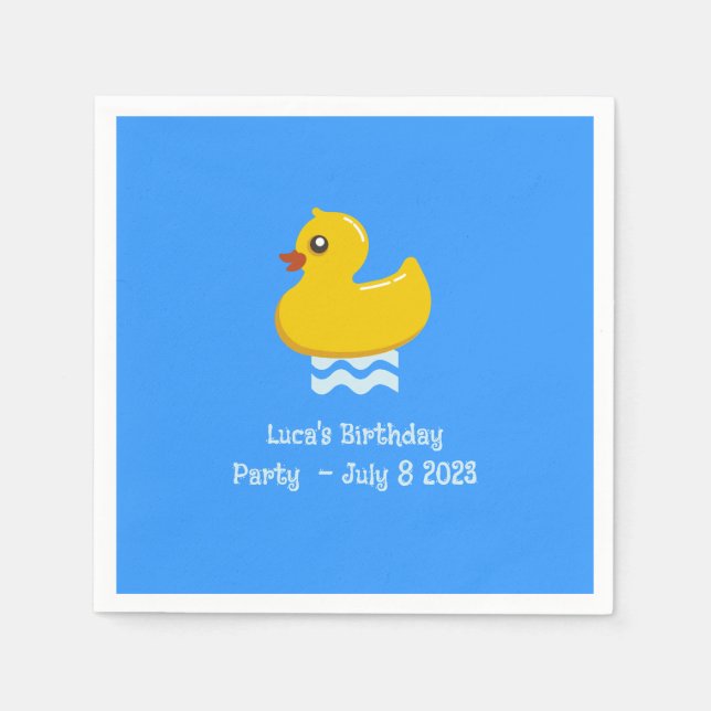 yellow rubber duck  -birthday party napkin (Front)