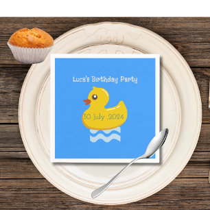 yellow rubber duck birthday party napkin