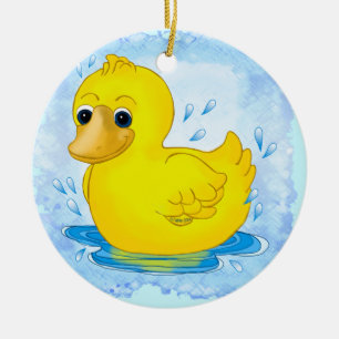 Yellow Rubber Duck Ceramic Ornament