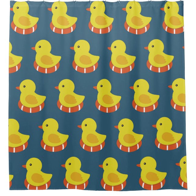 Yellow rubber duck, cute, seamless pattern. (Front)