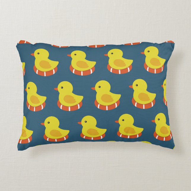 Yellow rubber duck, cute, seamless pattern. accent pillow (Front)