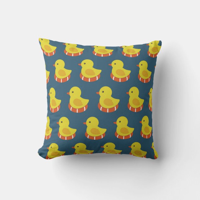 Yellow rubber duck, cute, seamless pattern. throw pillow (Front)