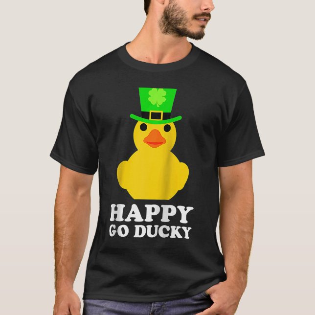 Yellow Rubber Duck Leprechaun Hat St Patrick's Day T-Shirt (Front)