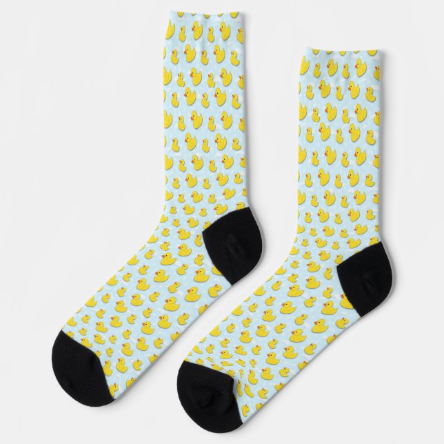 Yellow Rubber Duck Light Blue Socks (Left)