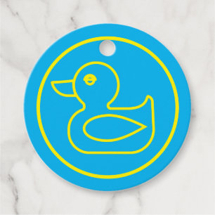 Yellow Rubber Duck on Blue Personalized Favour Tags