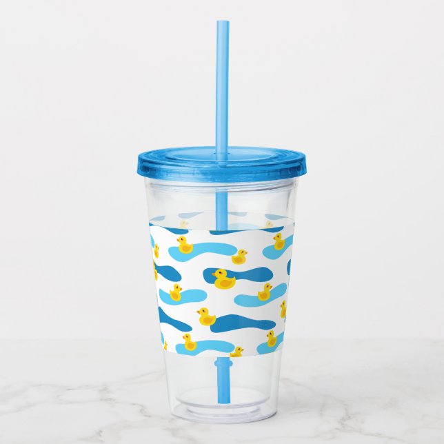 Yellow Rubber Duck Pattern Acrylic Tumbler (Front)